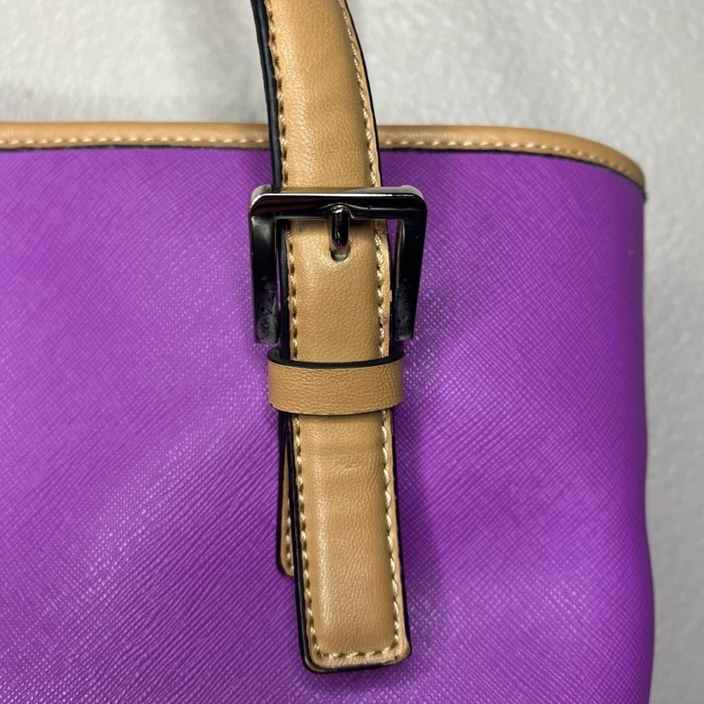 Giani Bernini Saffiano Bright Purple Tote Bag Leather Purse Medium Sized​​​ - Picture 7 of 15